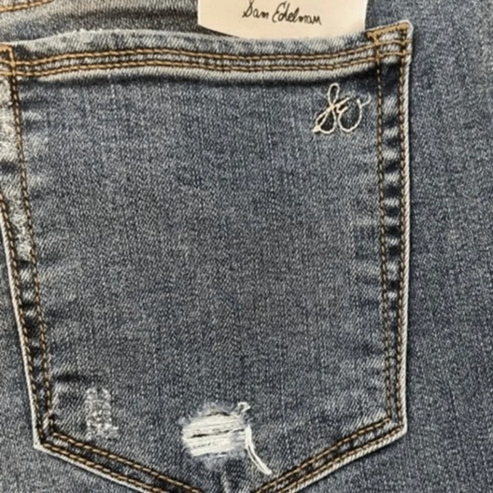 Sam Edelman The Kitten Jeans Blue Mid Rise Skinny Ankle Medium Wash Denim 27